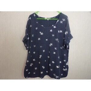 Workshop Republic Clothing Women Pullover Top Size 2X Blue Stars Patriotic Comfy